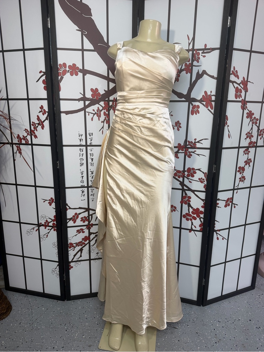 Satin Evening Gown - Champagne Gold